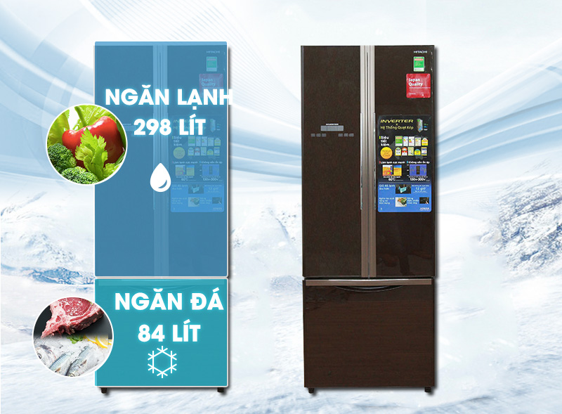 Tủ lạnh Hitachi 382 lít R-WB475PGV2-GBK thiết kế khoa học