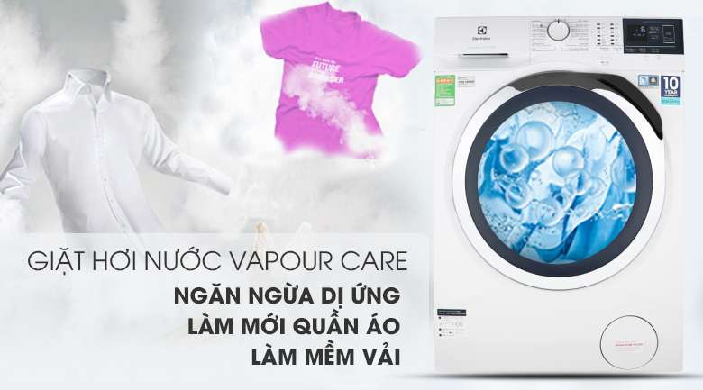 Máy giặt Electrolux EWF9024BDWB - Kháng khuẩn, giảm nhăn quần áo nhờ công nghệ Vapour Care