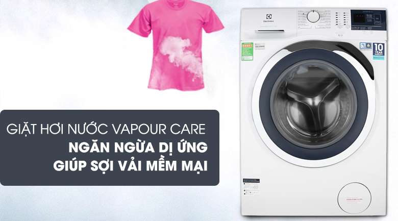 Giặt hơi nước Vapour Care ngăn ngừa dị ứng, làm mềm sợi vải - Máy giặt Electrolux Inverter 9 kg EWF9024BDWA Mẫu 2019