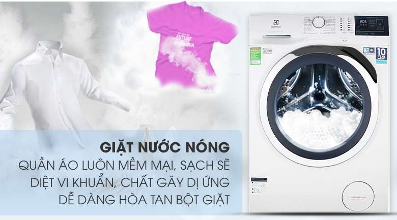 Giặt nước nóng - Máy giặt Electrolux Inverter 10 kg EWF1024BDWA