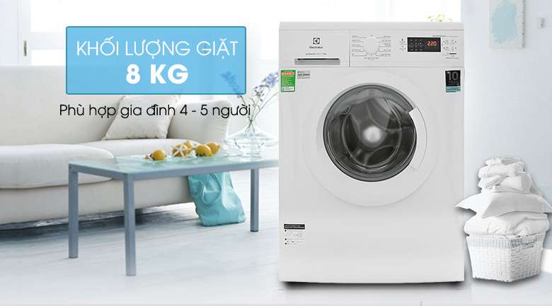 Khối lượng giặt 8 Kg - Máy giặt Electrolux Inverter 8 Kg EWF8025DGWA