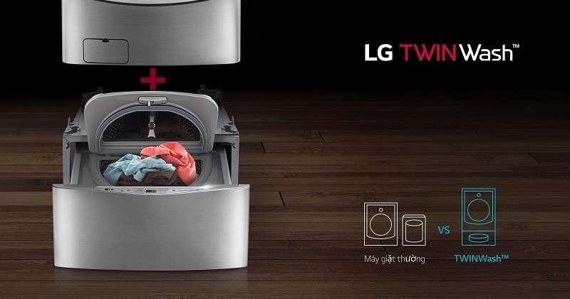 Máy giặt phụ - Máy giặt LG Twinwash Inverter F2719SVBVB & T2735NWLV