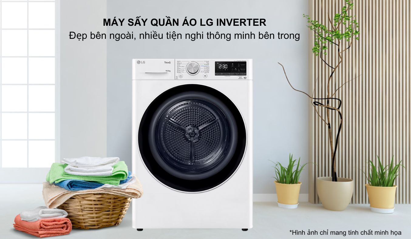 May Say Quan Ao Lg Inverter 10 5 Kg Dvhp50w 1